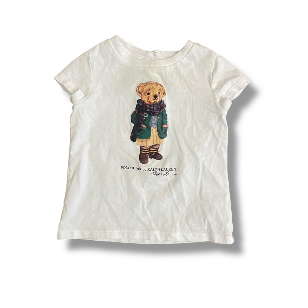 Ralph Lauren Polo Bear Tee 18M White Graphic Toddler Shirt Cotton Preppy